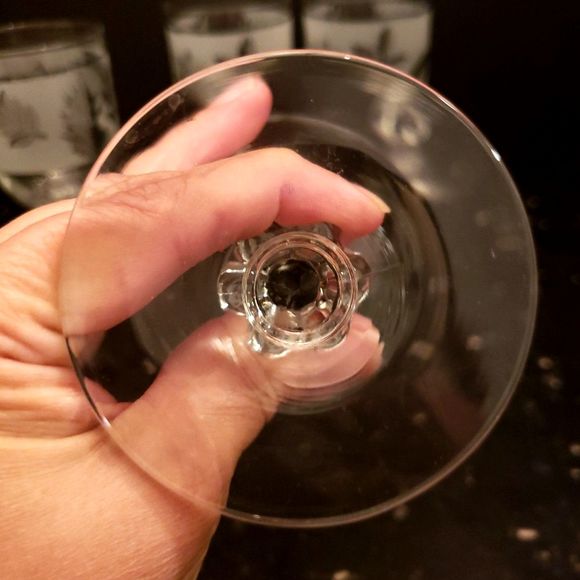 Libbey Frosted Silver Leaf Goblets Glasses Mid Century Modern Vintage Retro - Picture 6 of 9